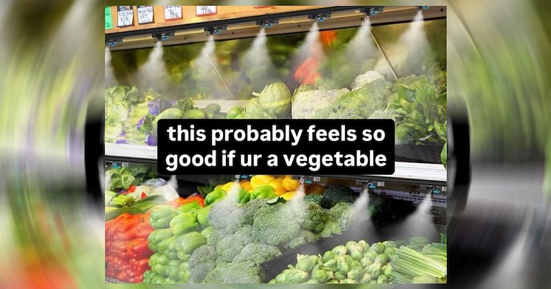 Misted vegetables in the grocery store
